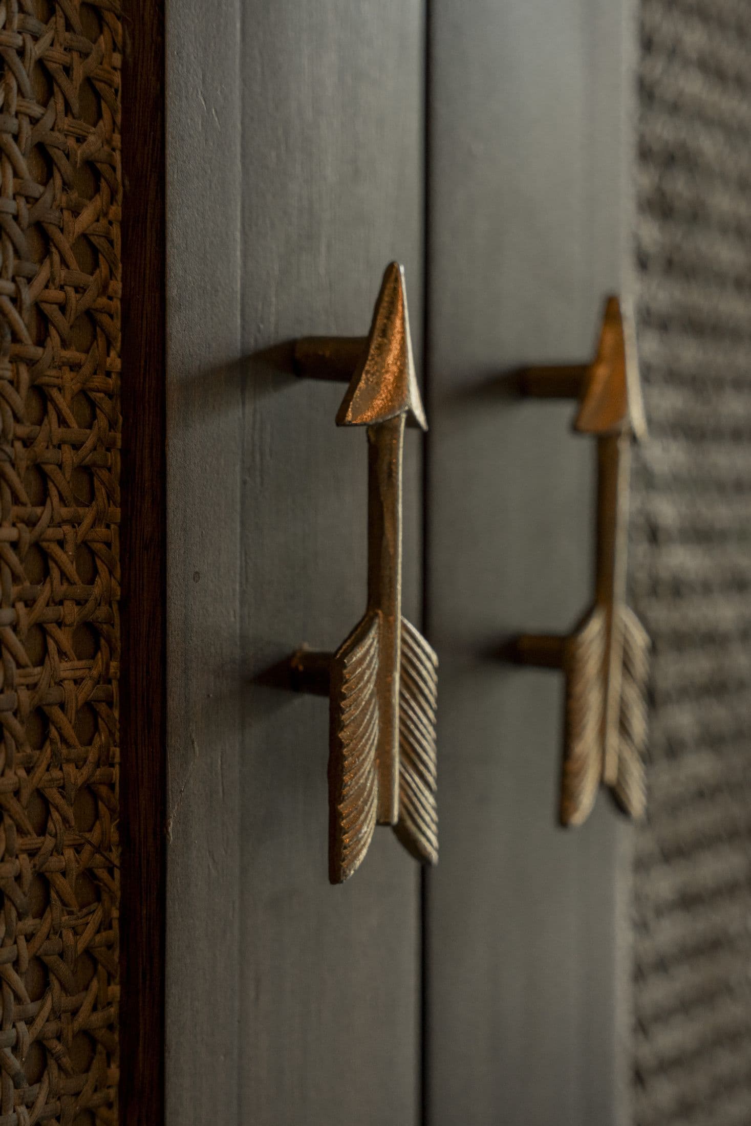 Hand-made arrow door pulls