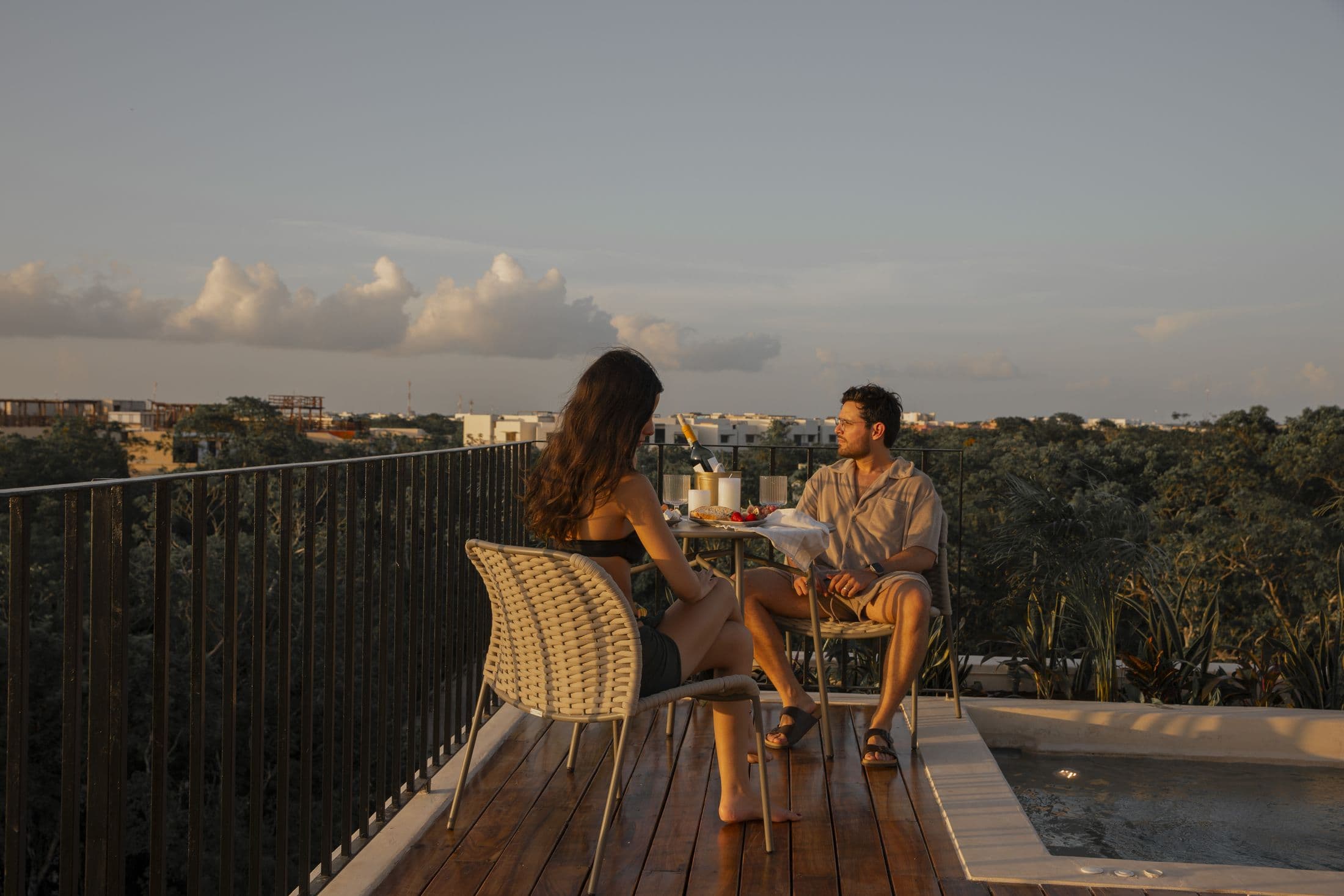Dinner on an Ahjal terrace over the Tulum jungle at sunset